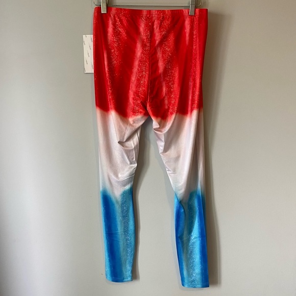Faux Real - Red White Blue Ombre Gradient Tie Dye America Leggings - size XL - Picture 4 of 9
